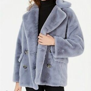 Free People Cloudy Day Faux Fur Pea Coat